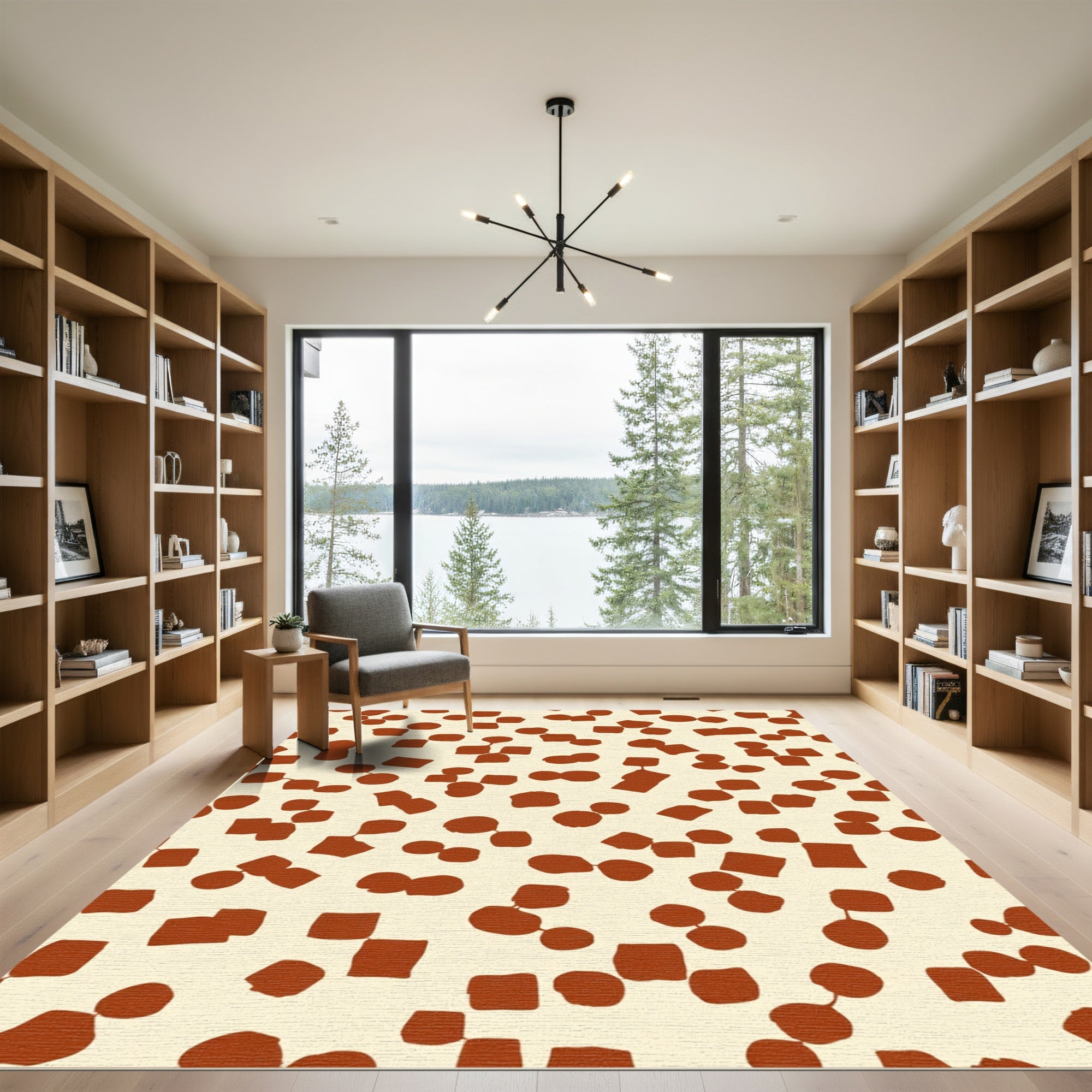 Terracotta Random Shapes Scatter Rug