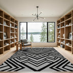 Black Geometric Chevron Gray Rug