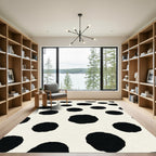 Cream And Black Spotty Circles Rug
