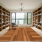 Warm Wood Plank Composition Rug