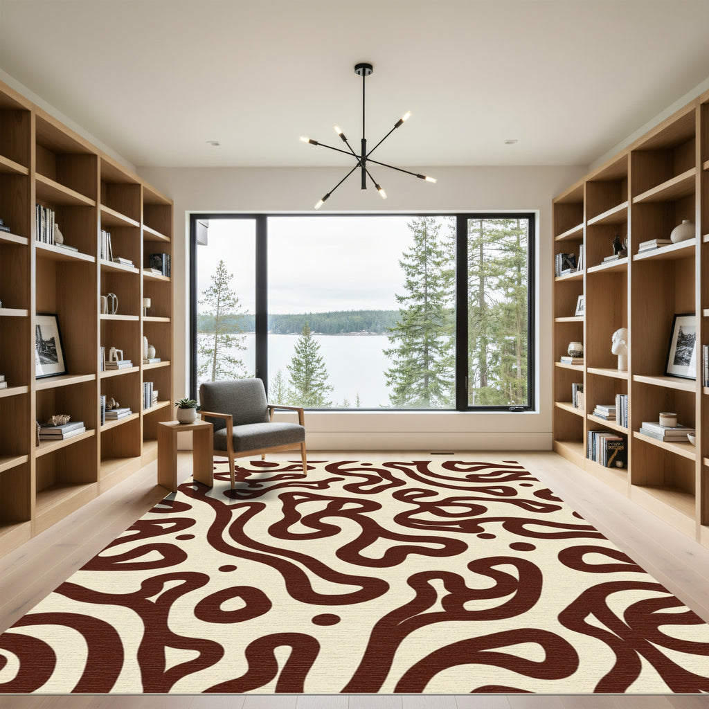 Creamy Brown Organic Swirl Rug