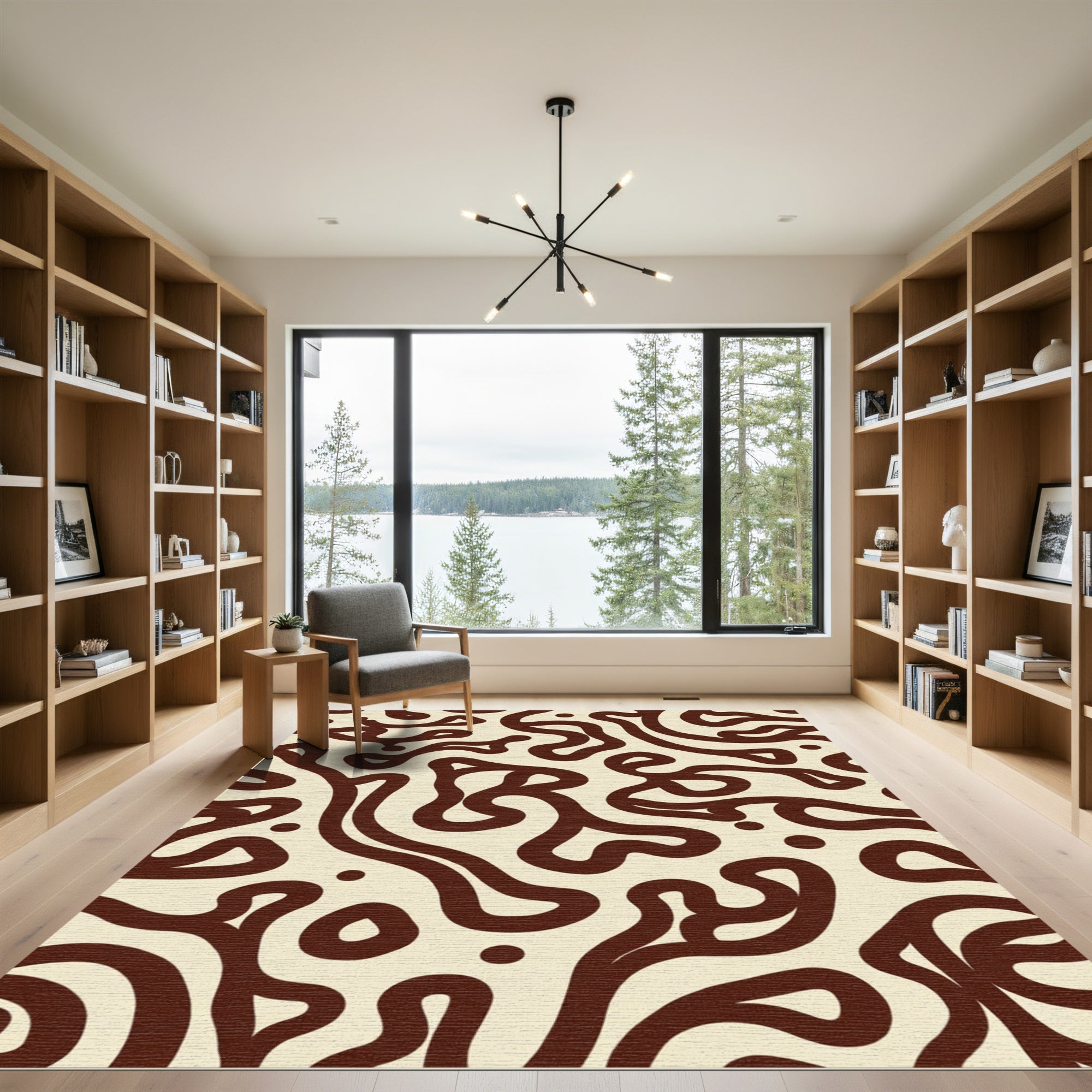 Creamy Brown Organic Swirl Rug