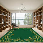 Golden Vine Border Emerald Green Rug