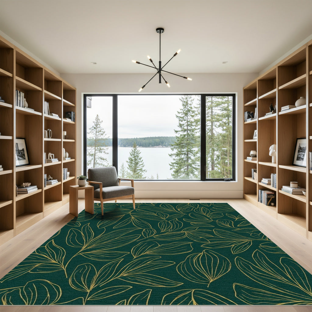 Emerald Gold Botanicals Leaf Rug