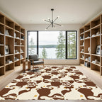 Brown Cream Organic Splatter Swirl Rug