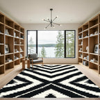 Bold Black White Chevron Zigzag Rug