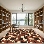 Abstract Geometric Ochre Composition Rug