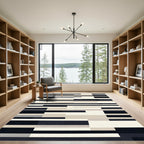 Modern Geometric Block Stripe Rug