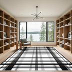 Monochrome Bold Stripe Grid Rug