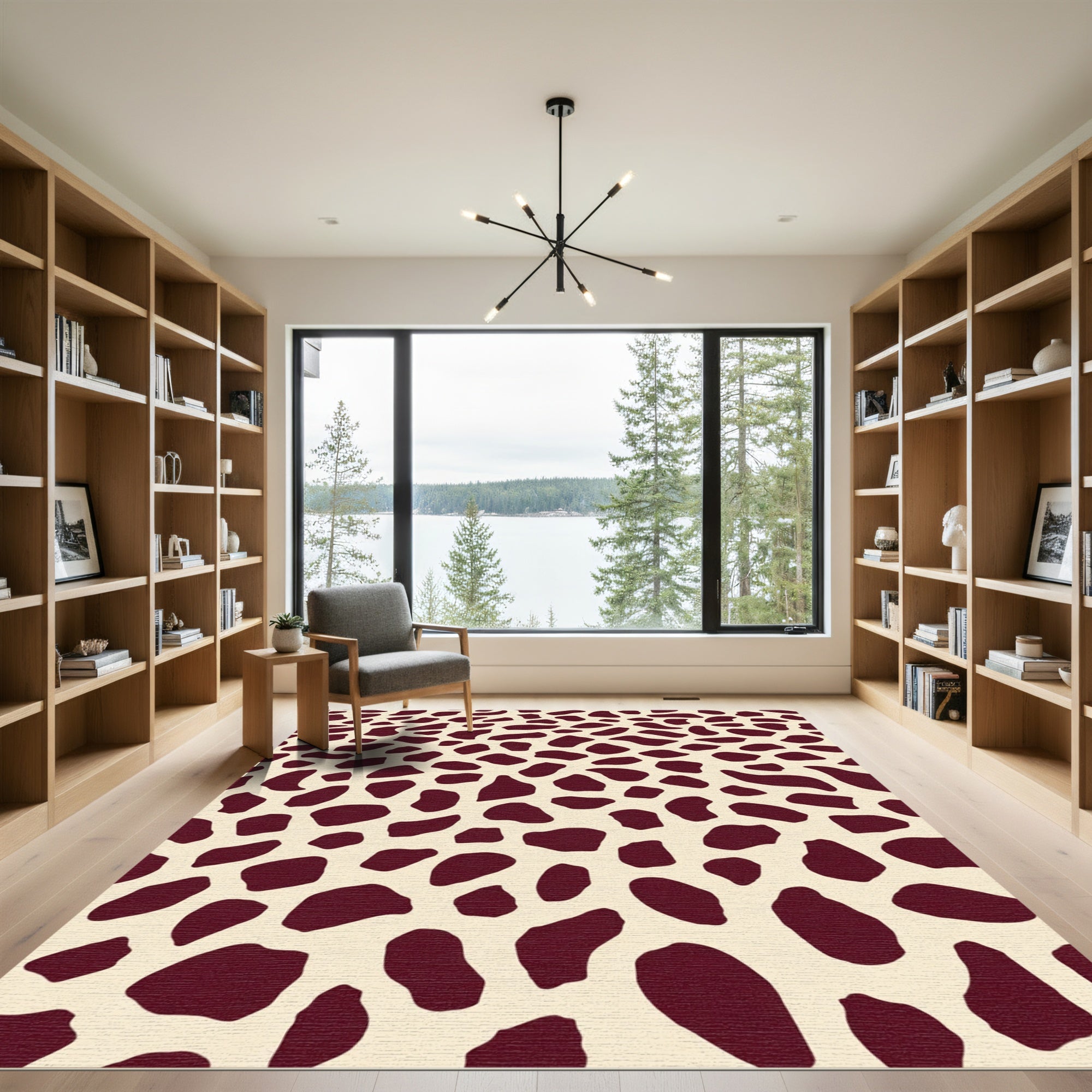 Deep Burgundy Abstract Spots Rug