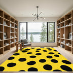 Sunny Yellow Black Polka Dot Rug
