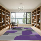 Abstract Purple Gray Geometric Stripes Rug