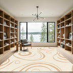 Cream Swirls Abstract Organic Curves Rug