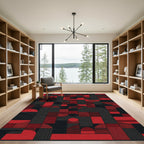 Bold Red Geometric Blocks Rug