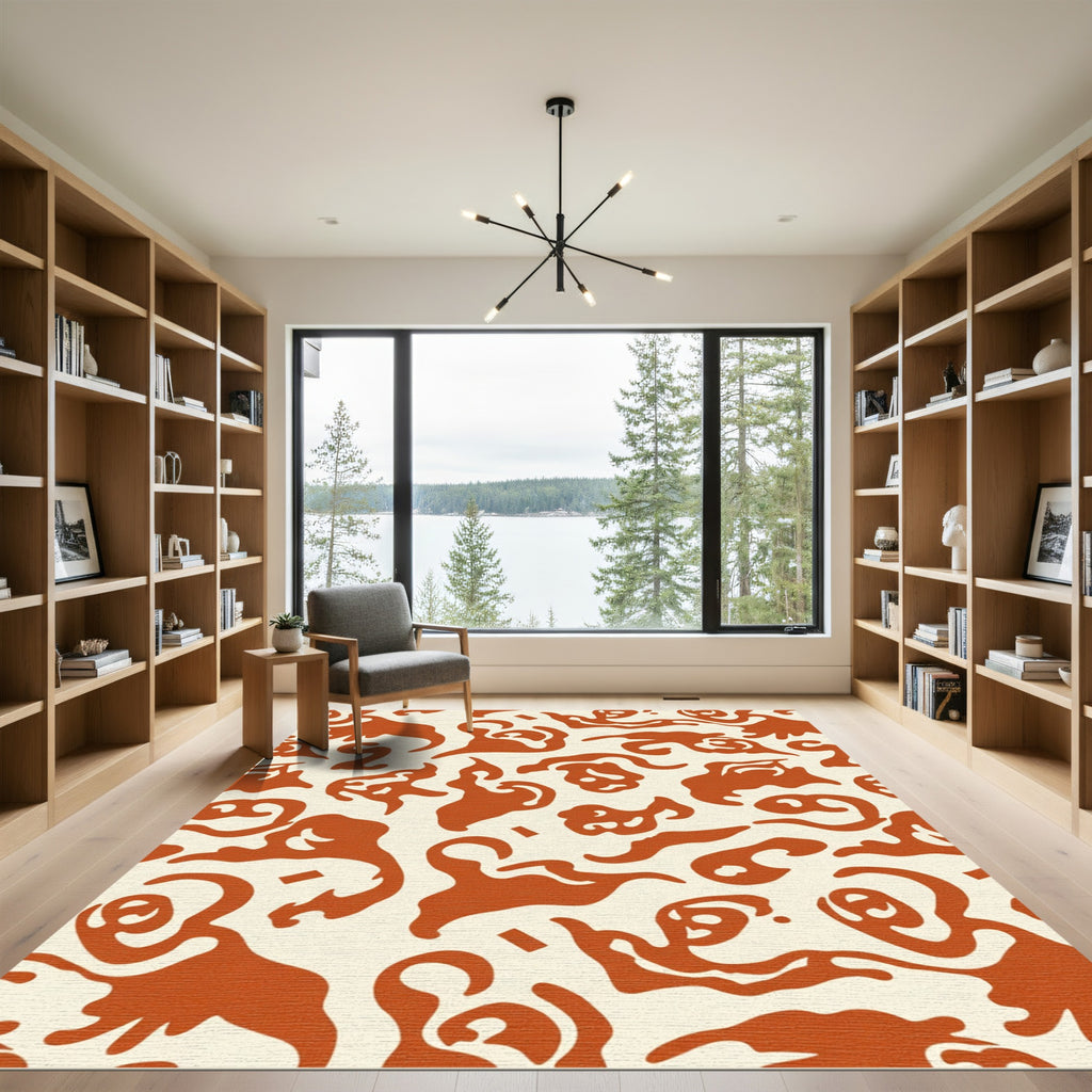 Orange Abstract Organic Shapes Rug