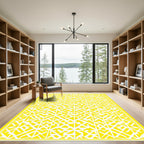 Citrus Yellow Geometric Lattice Rug