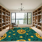 Bold Tiger Face Emerald Green Pattern Rug