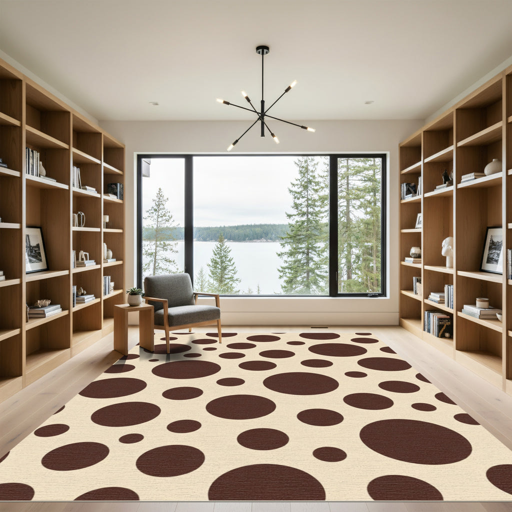 Cocoa Brown Polka Dot Background Rug