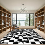 Monochrome Abstract Squared Composition Rug