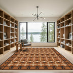Earth Toned Basket Weave Floral Rug