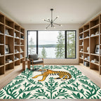 Golden Tiger With Green Foliage Rug