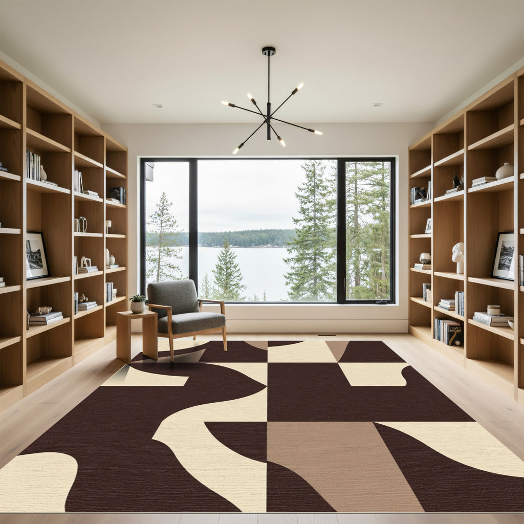 Mid Century Modern Curves And Squares Rug