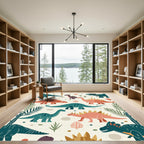 Playful Dinosaur Pals Cream Garden Rug
