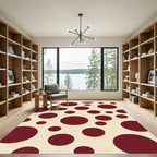Crimson Circles Cream Background Rug