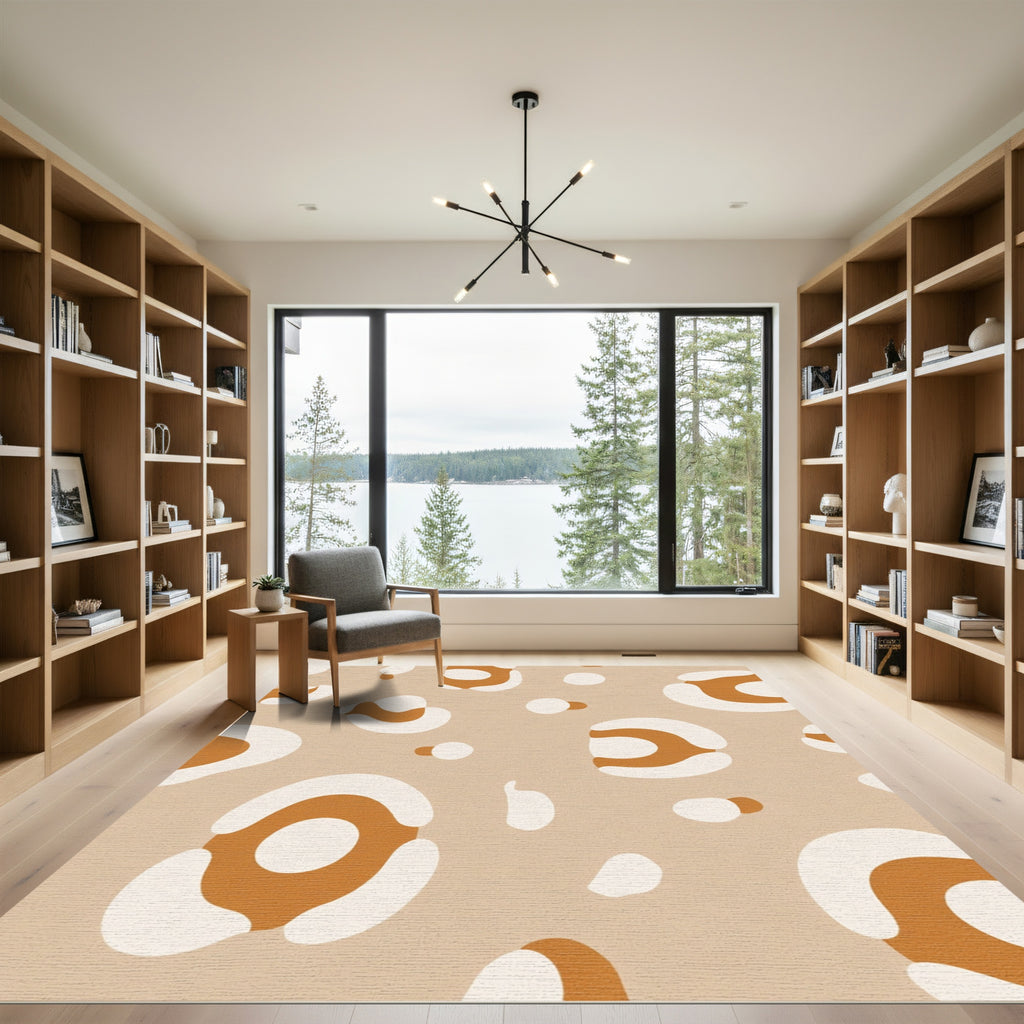 Neutral Taupe Abstract Spots Rug