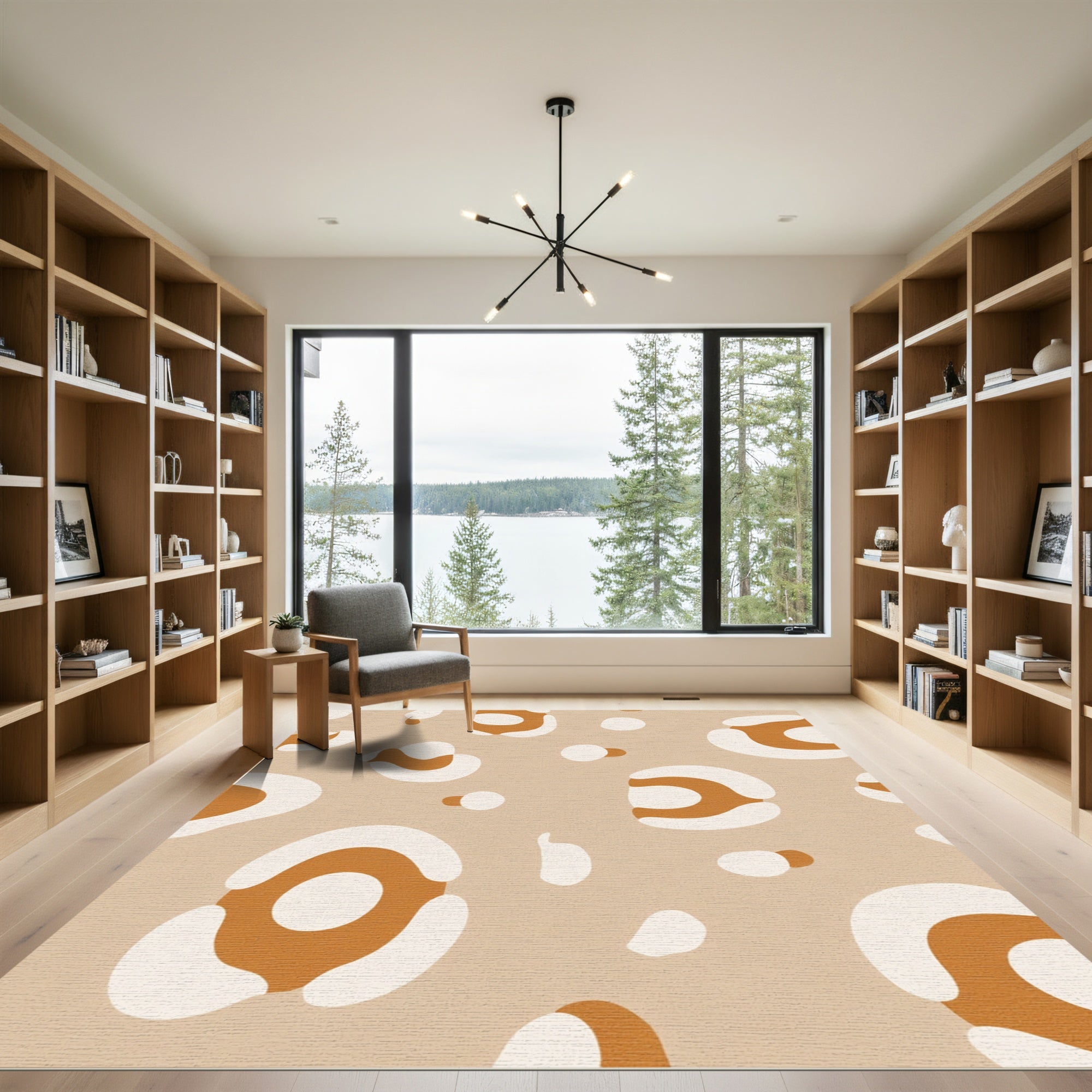 Neutral Taupe Abstract Spots Rug