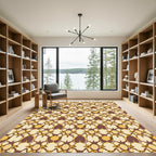 Ornate Ochre Geometric Floral Rug