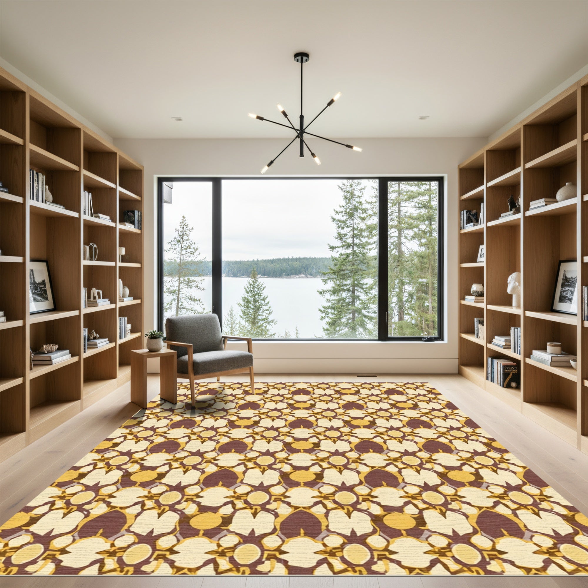 Ornate Ochre Geometric Floral Rug