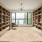 Peach Pineapple Damask Motif Rug