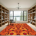 Bold Orange Floral Medallion Rug