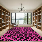 Hot Pink Black Abstract Cheetah Spot Rug