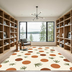 Earthy Circles and Leaflets Pattern Rug