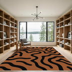 Earthy Bronze Wavy Line Rug