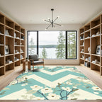 White Blossom Chevron Foliage Rug