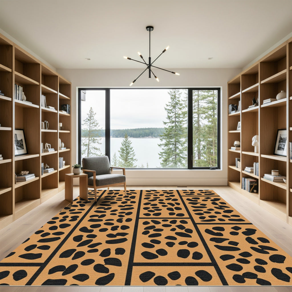 Orange Black Spot Grid Rug