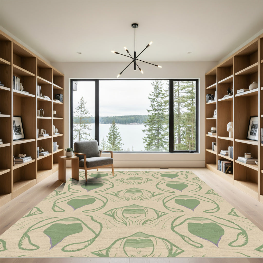 Sage Green Abstract Art Nouveau Rug