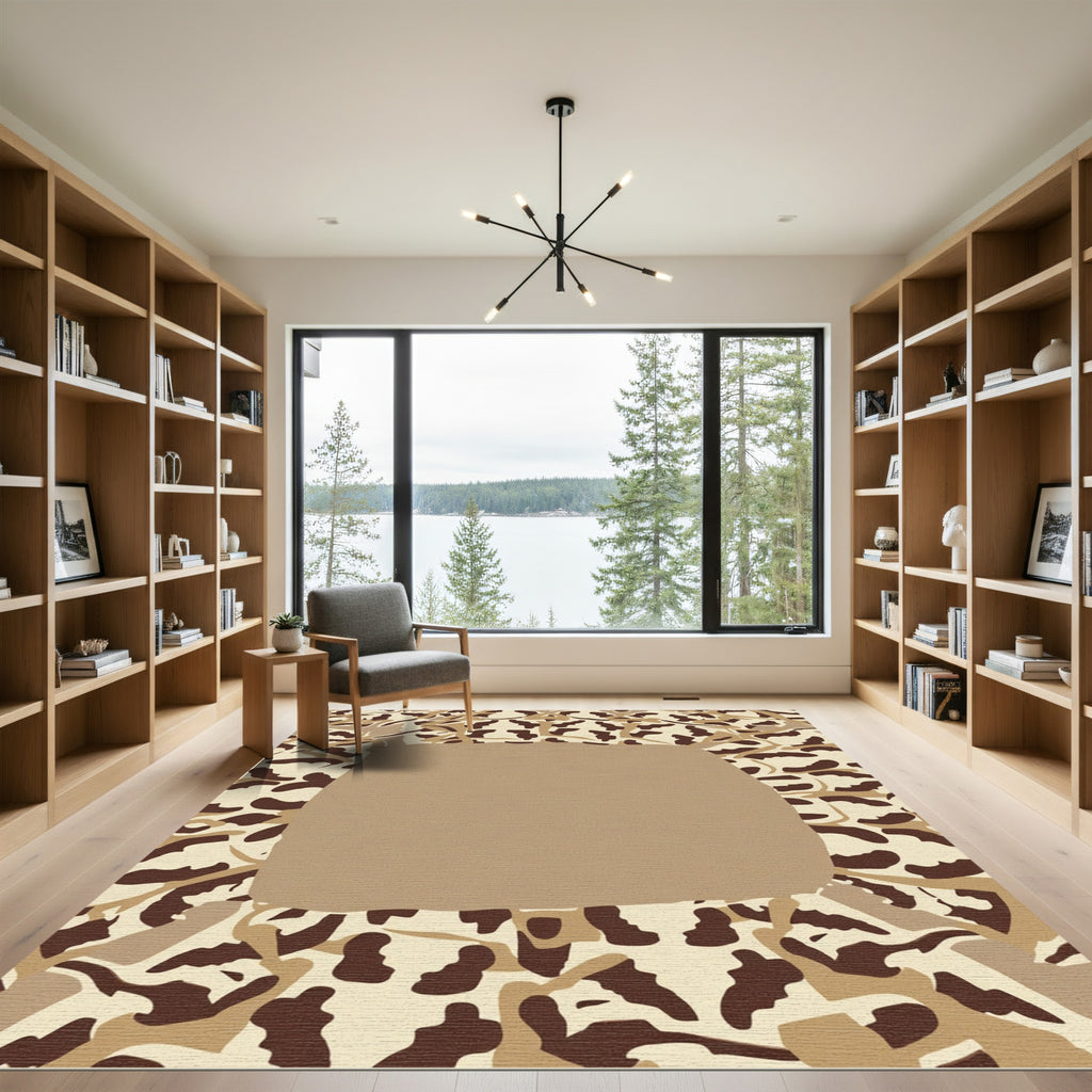Earthy Camo Abstract Border Rug