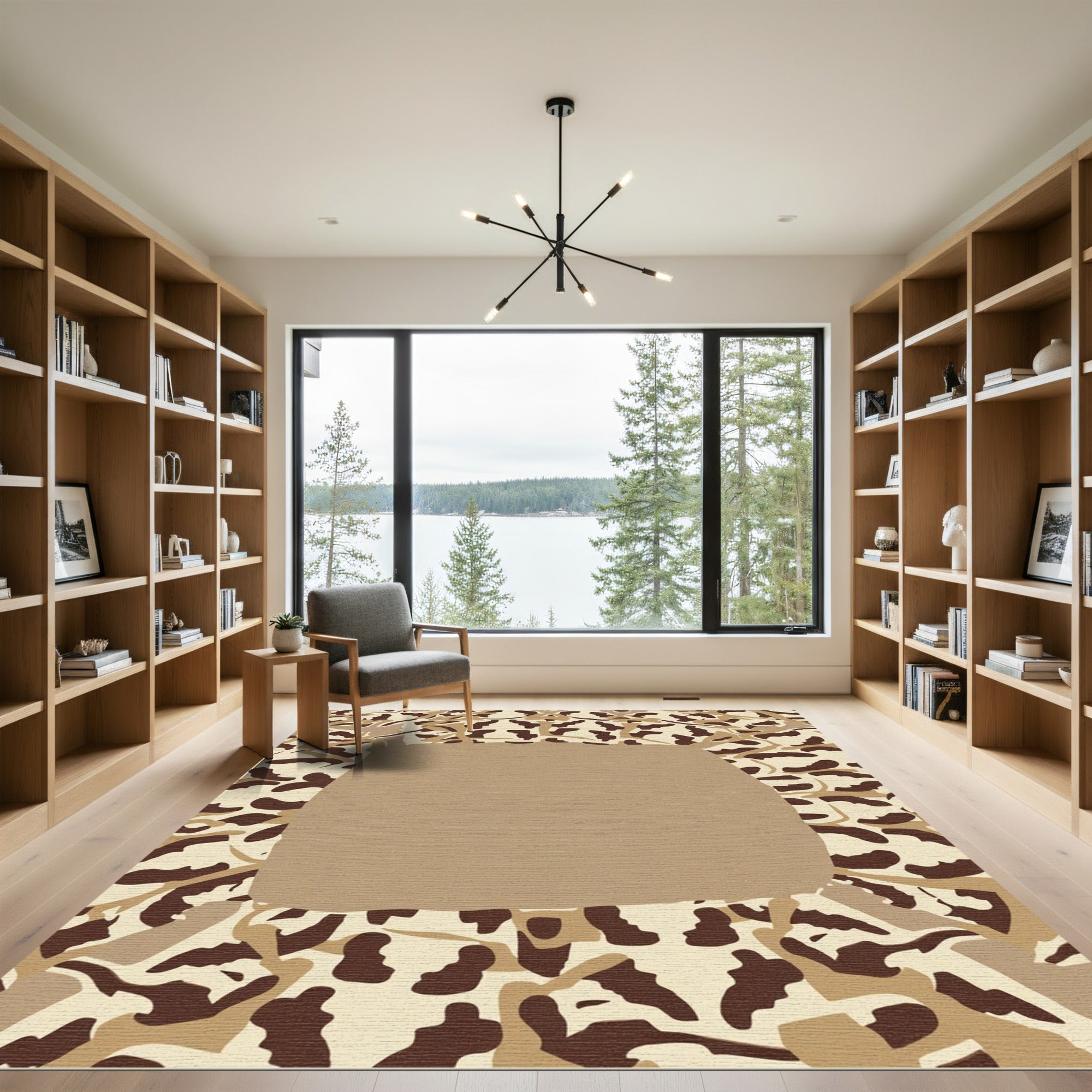 Earthy Camo Abstract Border Rug