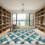 Deep Blue Ochre Abstract Connectors Rug