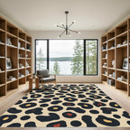 Bold Leopard Spots Cream Black Red Rug