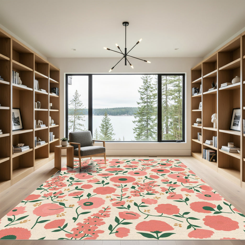 Coral Garden Floral Whimsical Rug