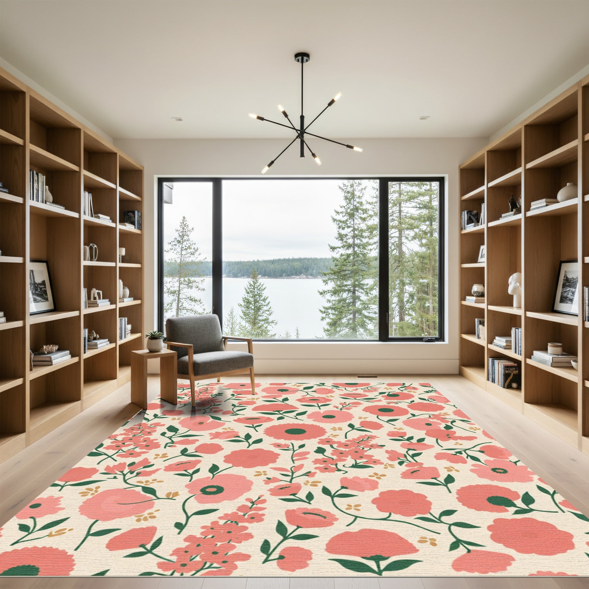 Coral Garden Floral Whimsical Rug