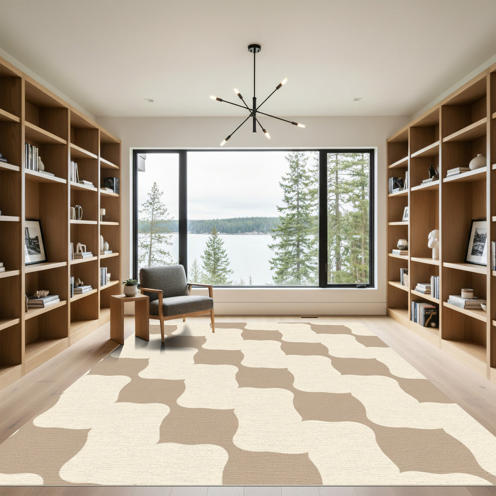 Sandy Beige Interlocking Squares Rug