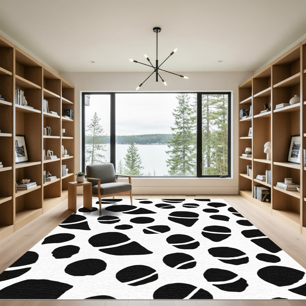 Black White Organic Spots Rug