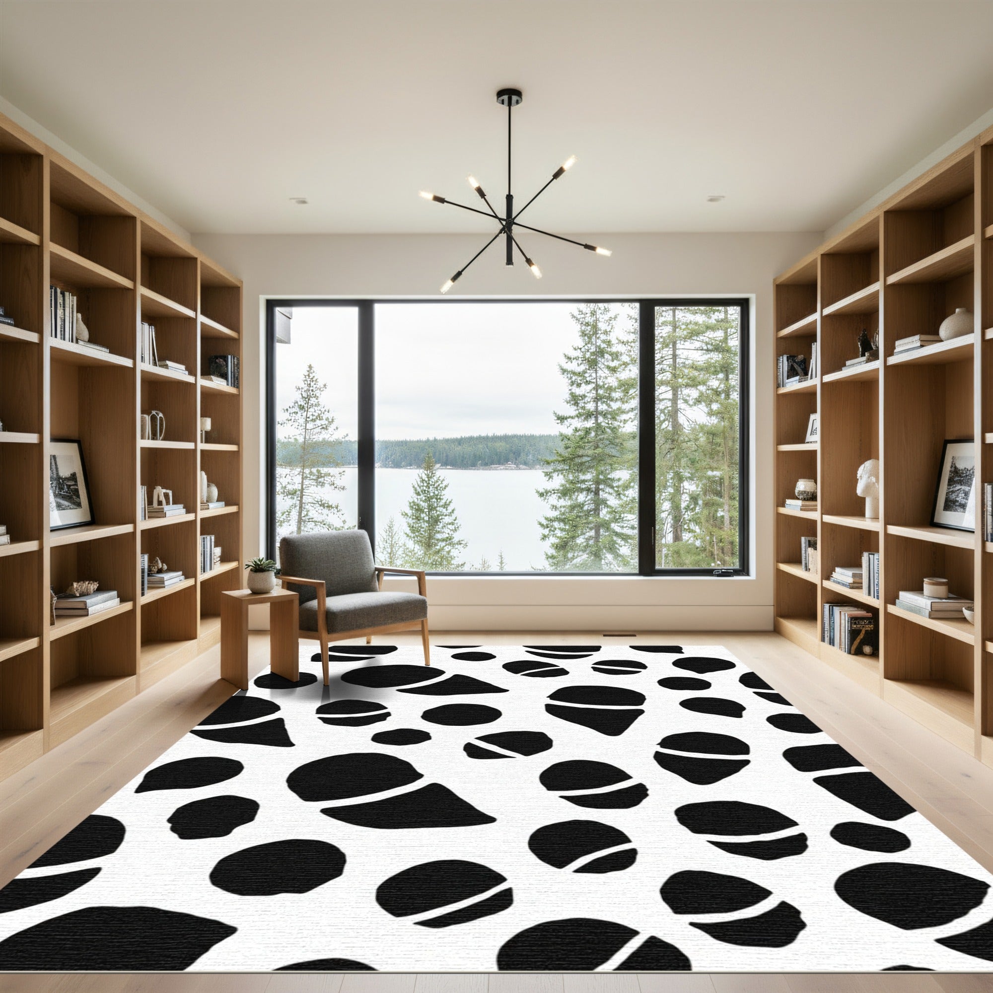 Black White Organic Spots Rug