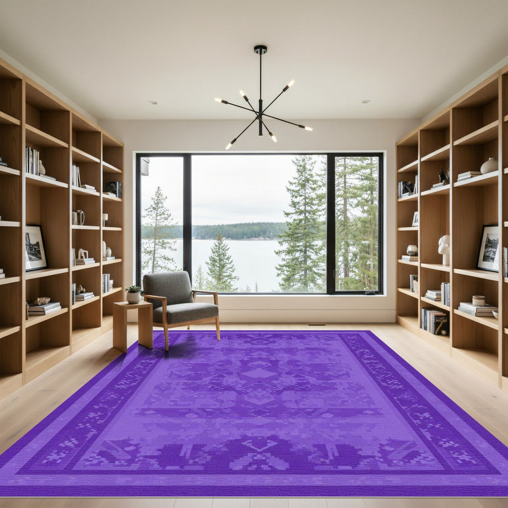 Amethyst Pixelated Geometric Borders Rug